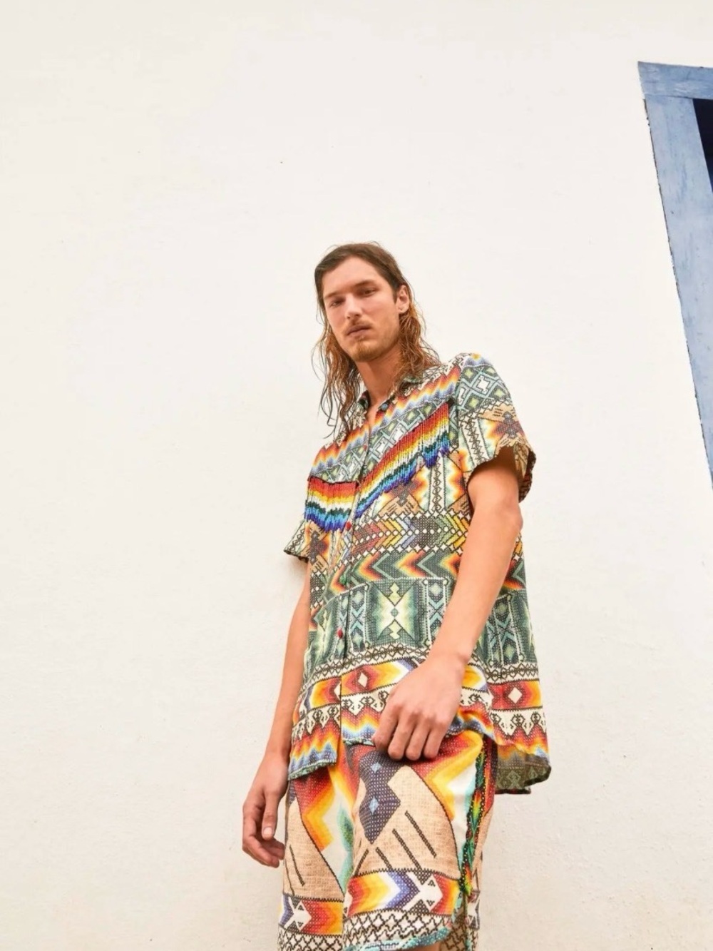 FARM Rio rare Beaded Fringe Button-Up in Multicolor Rainbow